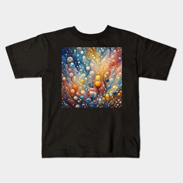 Psychedelic looking abstract illustration of bubbles Kids T-Shirt by WelshDesigns